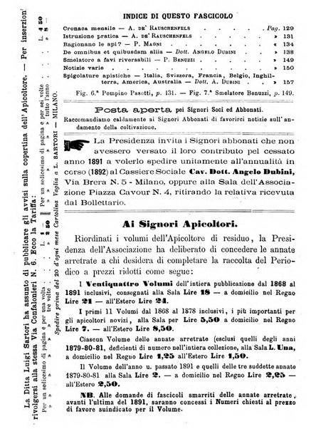 L'apicoltore giornale dell'Associazione centrale d'incoraggiamento per l'apicoltura in Italia