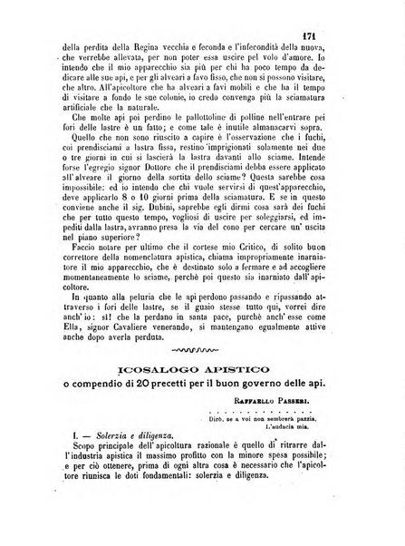 L'apicoltore giornale dell'Associazione centrale d'incoraggiamento per l'apicoltura in Italia