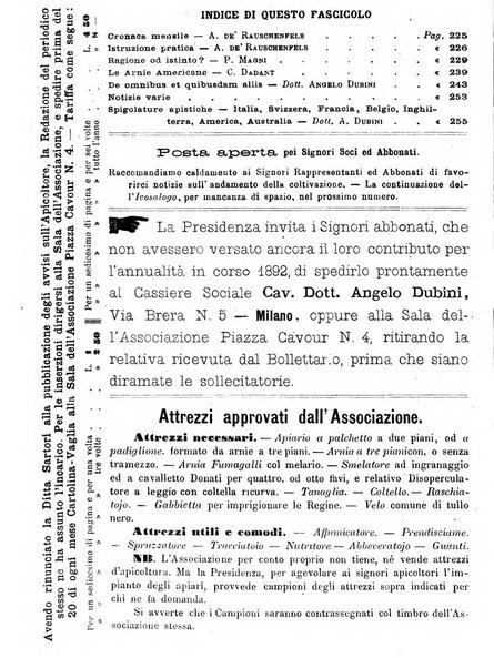 L'apicoltore giornale dell'Associazione centrale d'incoraggiamento per l'apicoltura in Italia