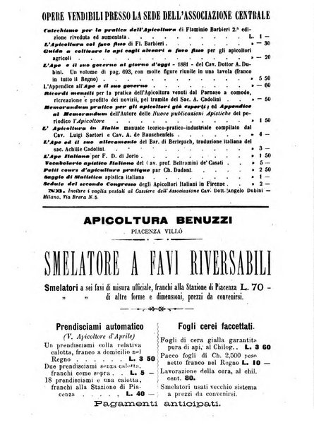 L'apicoltore giornale dell'Associazione centrale d'incoraggiamento per l'apicoltura in Italia