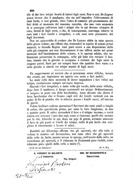 L'apicoltore giornale dell'Associazione centrale d'incoraggiamento per l'apicoltura in Italia