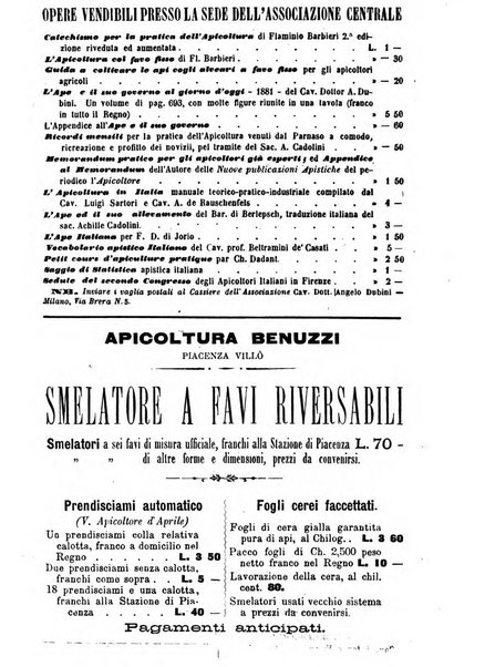 L'apicoltore giornale dell'Associazione centrale d'incoraggiamento per l'apicoltura in Italia