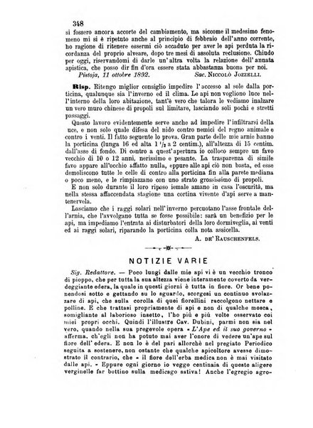 L'apicoltore giornale dell'Associazione centrale d'incoraggiamento per l'apicoltura in Italia