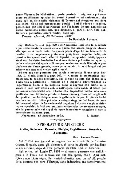 L'apicoltore giornale dell'Associazione centrale d'incoraggiamento per l'apicoltura in Italia