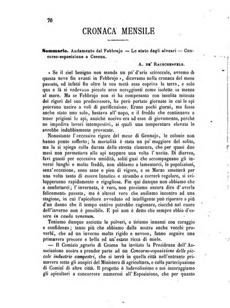 L'apicoltore giornale dell'Associazione centrale d'incoraggiamento per l'apicoltura in Italia