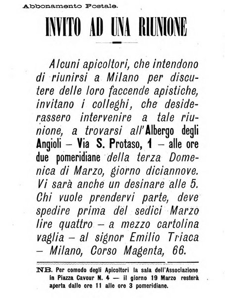 L'apicoltore giornale dell'Associazione centrale d'incoraggiamento per l'apicoltura in Italia