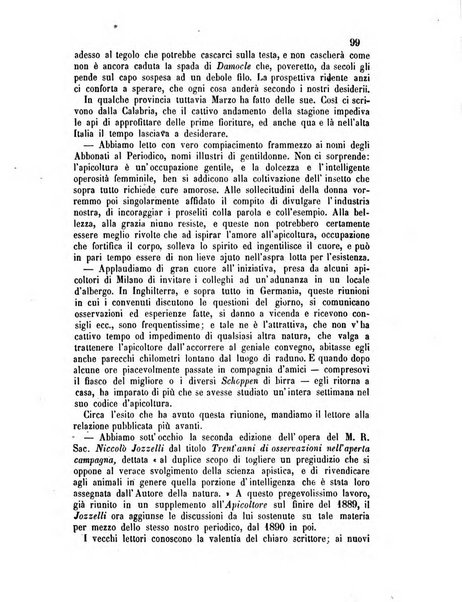 L'apicoltore giornale dell'Associazione centrale d'incoraggiamento per l'apicoltura in Italia