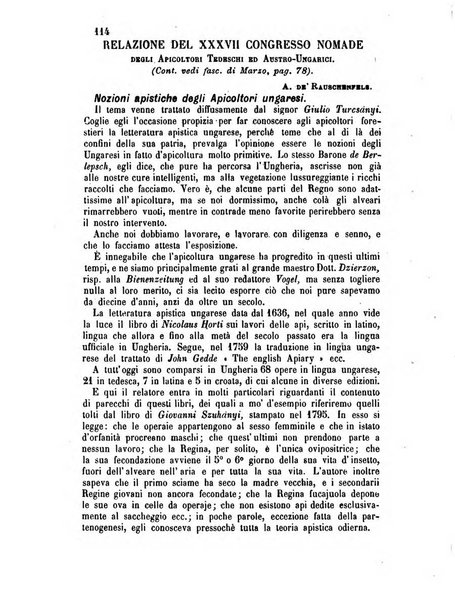 L'apicoltore giornale dell'Associazione centrale d'incoraggiamento per l'apicoltura in Italia