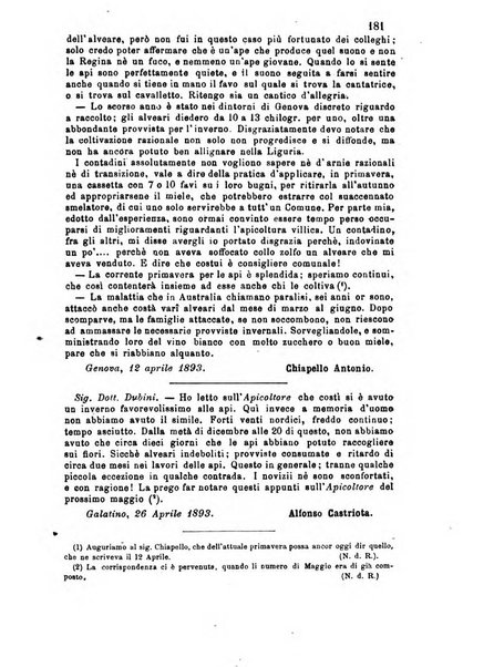 L'apicoltore giornale dell'Associazione centrale d'incoraggiamento per l'apicoltura in Italia