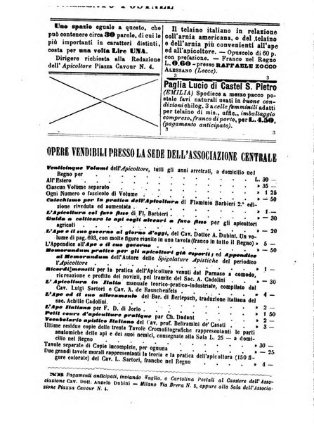 L'apicoltore giornale dell'Associazione centrale d'incoraggiamento per l'apicoltura in Italia