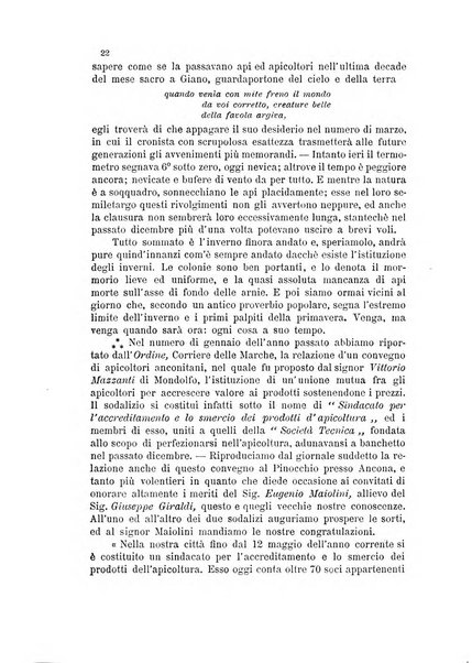 L'apicoltore giornale dell'Associazione centrale d'incoraggiamento per l'apicoltura in Italia