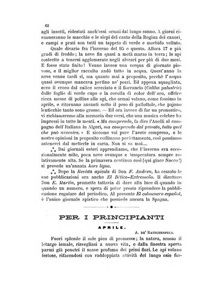 L'apicoltore giornale dell'Associazione centrale d'incoraggiamento per l'apicoltura in Italia