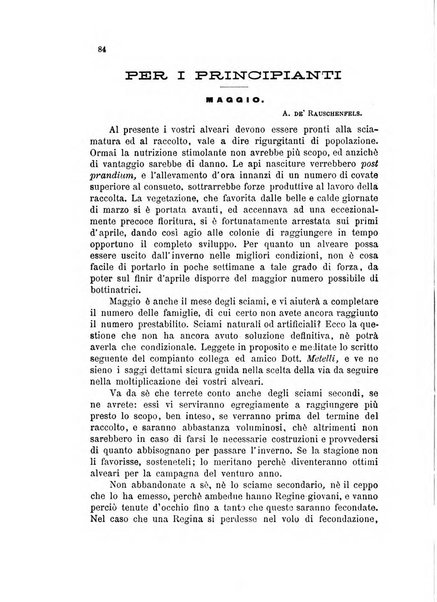 L'apicoltore giornale dell'Associazione centrale d'incoraggiamento per l'apicoltura in Italia