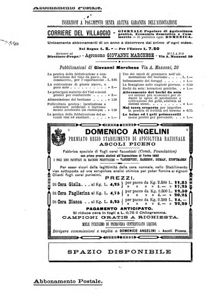 L'apicoltore giornale dell'Associazione centrale d'incoraggiamento per l'apicoltura in Italia