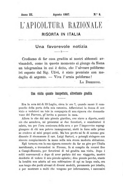 L' apicoltura razionale risorta in Italia