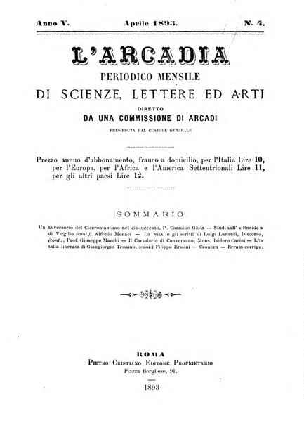 L'Arcadia periodico mensile di scienze, lettere ed arti