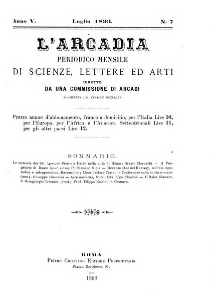 L'Arcadia periodico mensile di scienze, lettere ed arti