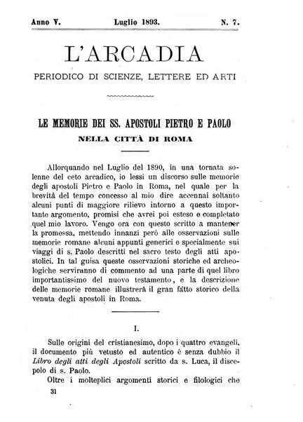 L'Arcadia periodico mensile di scienze, lettere ed arti