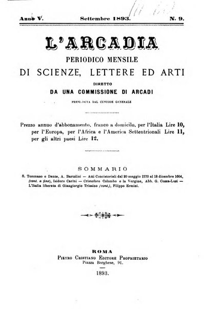 L'Arcadia periodico mensile di scienze, lettere ed arti