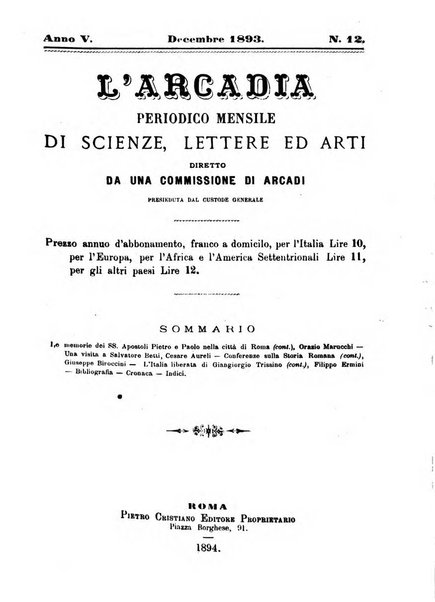 L'Arcadia periodico mensile di scienze, lettere ed arti