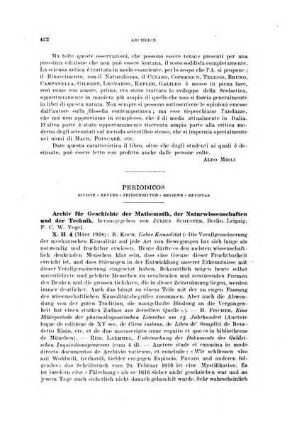 Archeion archivio di storia della scienza