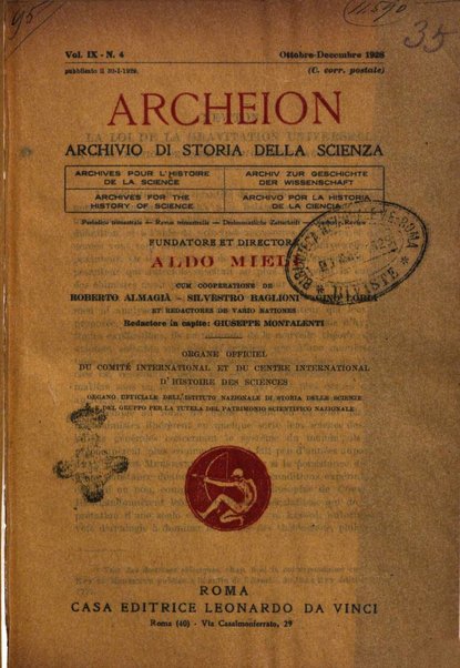 Archeion archivio di storia della scienza