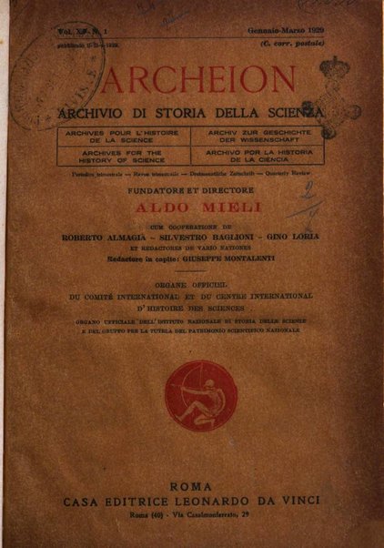 Archeion archivio di storia della scienza