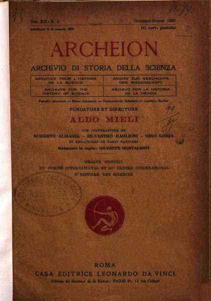 Archeion archivio di storia della scienza