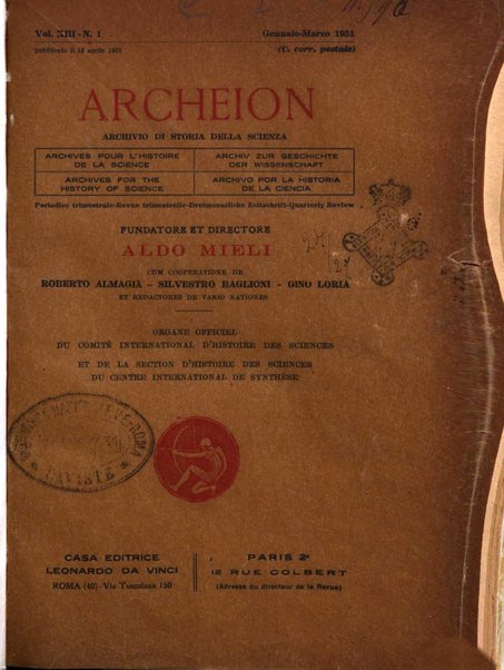 Archeion archivio di storia della scienza