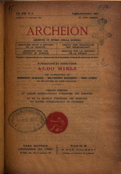 Archeion archivio di storia della scienza