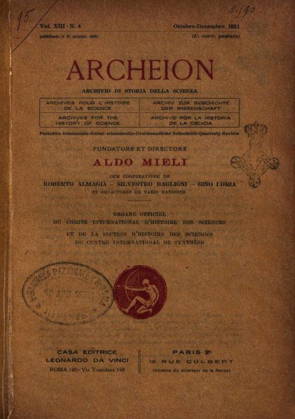 Archeion archivio di storia della scienza