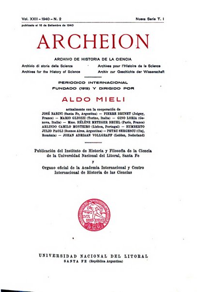 Archeion archivio di storia della scienza