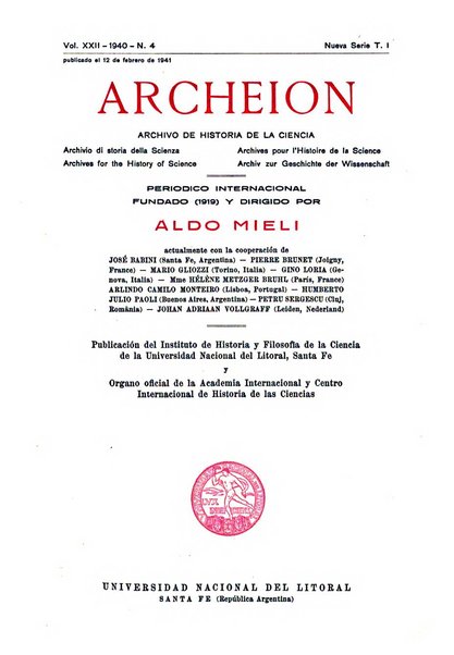 Archeion archivio di storia della scienza