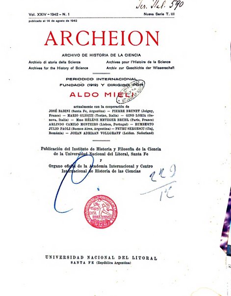 Archeion archivio di storia della scienza