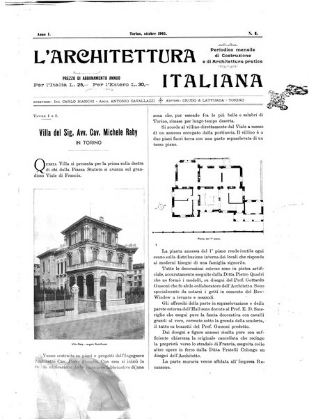 L'architettura italiana periodico mensile di costruzione e di architettura pratica