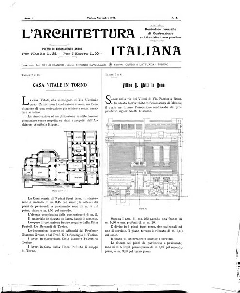 L'architettura italiana periodico mensile di costruzione e di architettura pratica