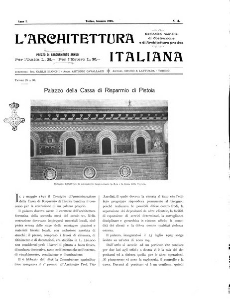 L'architettura italiana periodico mensile di costruzione e di architettura pratica