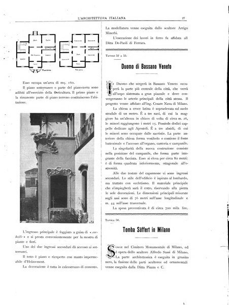 L'architettura italiana periodico mensile di costruzione e di architettura pratica