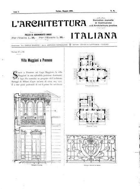 L'architettura italiana periodico mensile di costruzione e di architettura pratica