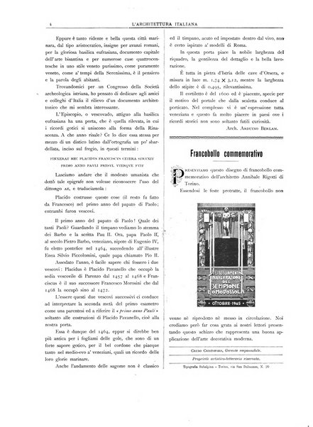 L'architettura italiana periodico mensile di costruzione e di architettura pratica