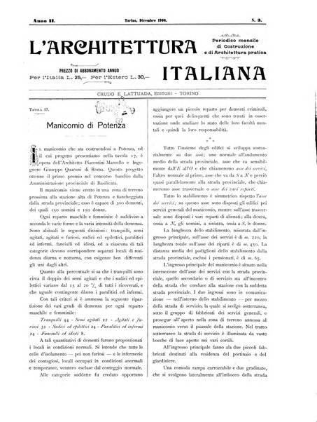 L'architettura italiana periodico mensile di costruzione e di architettura pratica