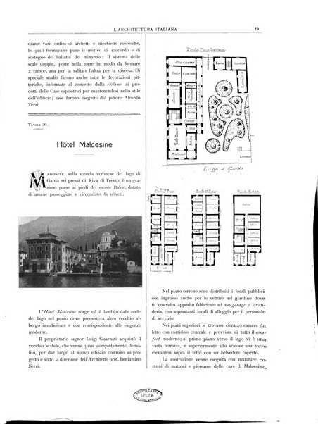 L'architettura italiana periodico mensile di costruzione e di architettura pratica