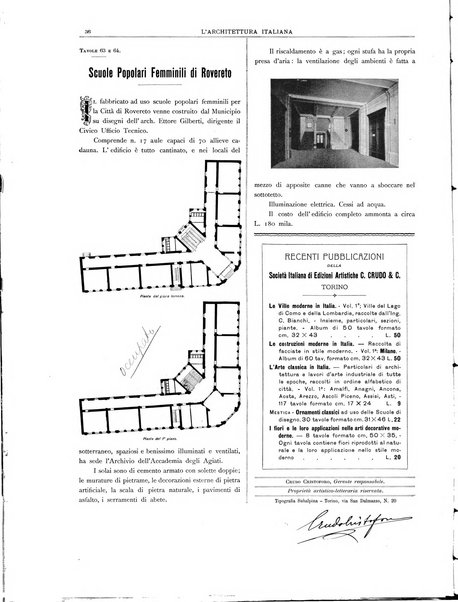 L'architettura italiana periodico mensile di costruzione e di architettura pratica