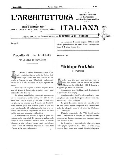 L'architettura italiana periodico mensile di costruzione e di architettura pratica