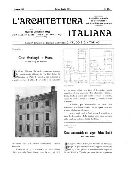 L'architettura italiana periodico mensile di costruzione e di architettura pratica