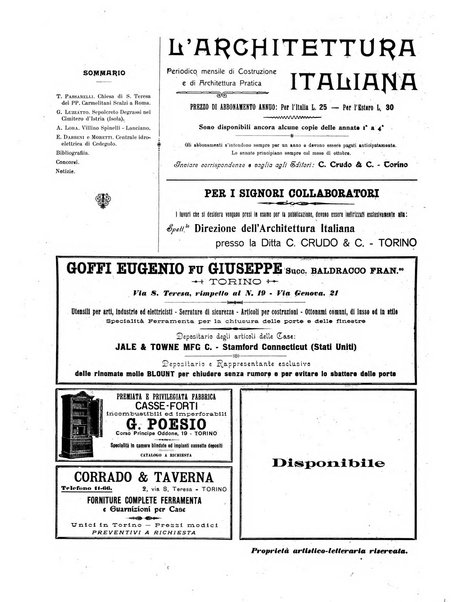 L'architettura italiana periodico mensile di costruzione e di architettura pratica