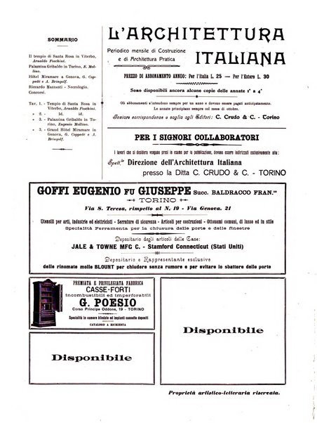 L'architettura italiana periodico mensile di costruzione e di architettura pratica