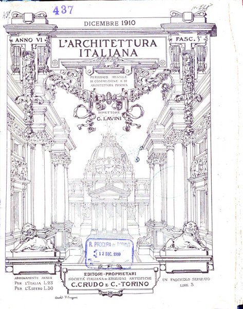 L'architettura italiana periodico mensile di costruzione e di architettura pratica