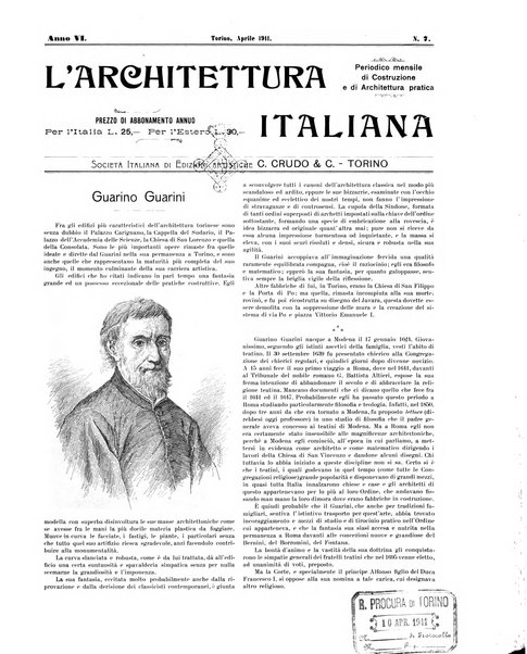 L'architettura italiana periodico mensile di costruzione e di architettura pratica