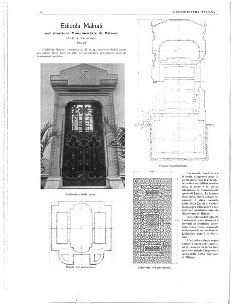 L'architettura italiana periodico mensile di costruzione e di architettura pratica